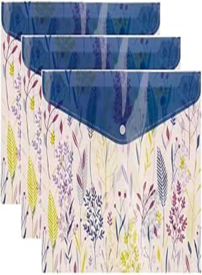 3A FC-803-6 Plastic Paper Folder 25 * 35 cm with Clips 3 Pieces - Multi Color